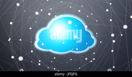 Blue and white digital cloud on dark background 3D rendering Stock Photo
