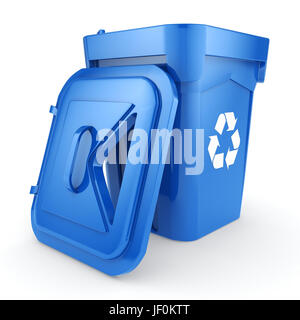 Blue Recycling Bin Stock Photo