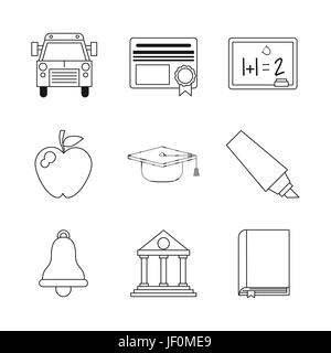 monochrome set silhouettes of education icons Stock Vector