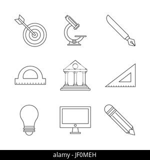 white background with monochrome set silhouettes of education icons Stock Vector