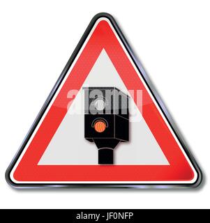 caution sign radar and lightning Stock Vector