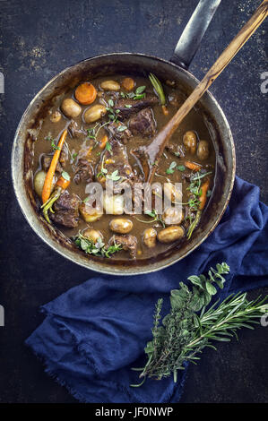 Boeuf Bourguignon in Casserole Stock Photo