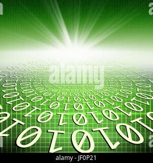 conceptual background image of binary code and abstract lights of technology Stock Photo