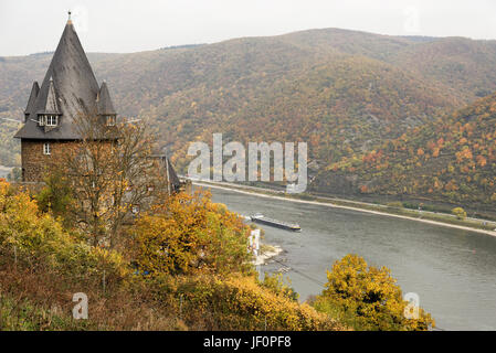 castle stahleck at river rhine Stock Photo