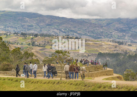 Group of tourists at Ingapirca Ruins Ecuador Stock Photo