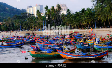 Vietnamese fishing boats on Front Beach, Vung Tau, Vietnam Stock Photo