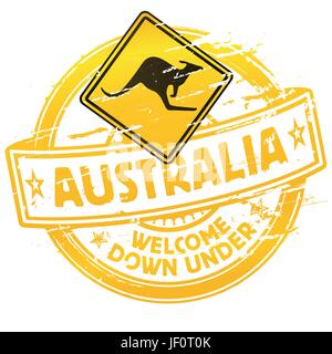 stamp welcome to australia Stock Vector