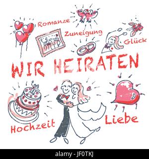 wedding, marriage, marriage ceremony, wedding ceremony, life partnership, Stock Vector