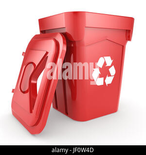 Red Recycling Bin Stock Photo