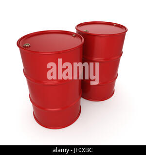 3D rendering red barrels Stock Photo