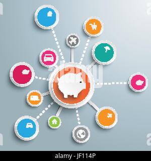 bank, lending institution, colour, coin, vintage, save, insurance, Stock Vector
