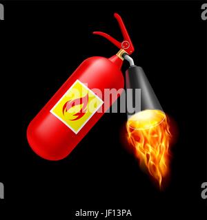 extinguisher, danger, tool, object, services, isolated, black, swarthy, Stock Vector