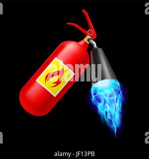 extinguisher, danger, tool, object, services, isolated, black, swarthy, Stock Vector