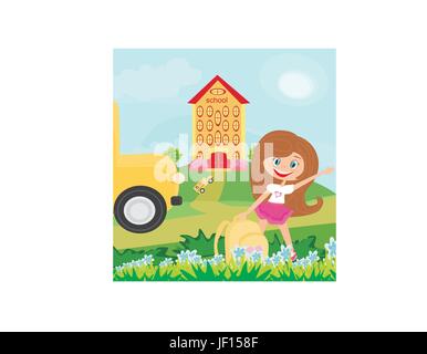 girl going to school Stock Vector