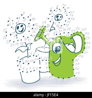 watering can and flower Stock Vector