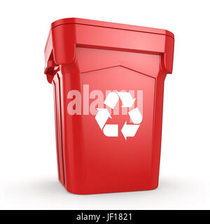 Red Recycling Bin Stock Photo