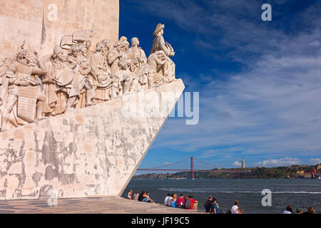Monument to the Discoveries, Cristo Rei statue and bridge Belem Lisbon Portugal Stock Photo