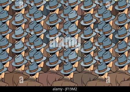 background crowd of the same men, stand back Stock Vector