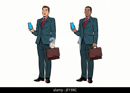 Two businessmen African American and Caucasian Stock Vector