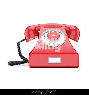 3D rendering old red phone Stock Photo