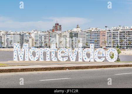 Montevideo Letters at Pocitos Beach Stock Photo