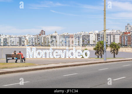 Montevideo Letters at Pocitos Beach Stock Photo