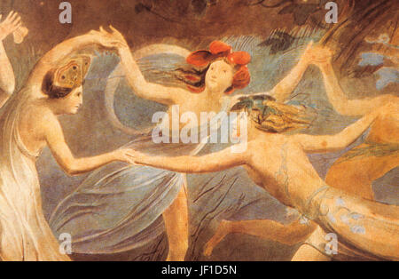 william blake, oberon, titania and puck with fairies dancing, 1786 Stock Photo