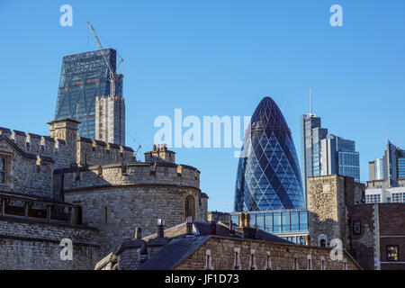 LONDON - APRIL 25: The Gherkin building in London, The building was awarded a Royal Institute of British Architects Stirling Prize in 2004. Stock Photo