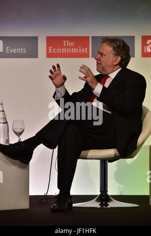 George Katrougkalos, alternate minister for foreign affairs of Greece, during his speech in the 21st Roundtable with the Government of Greece, by the Economist. (Photo by Dimitrios Karvountzis/Pacific Press) Stock Photo