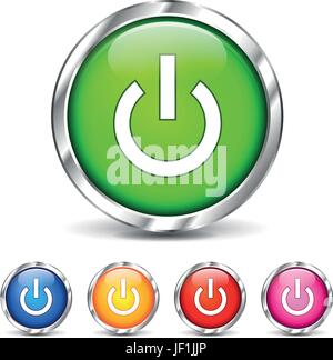 energy, power, electricity, electric power, switch, button, start, icon, Stock Vector