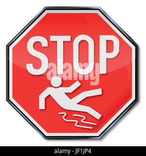 surface, smoothness, slip, sleekly, stop sign, stop, fall, check, danger, risk, Stock Vector