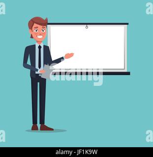 color background executive man in work presentation Stock Vector