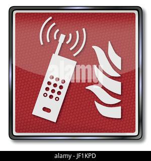 telephone, phone, cellphone, mobile, mobile phone, flame, flames, emergency Stock Vector