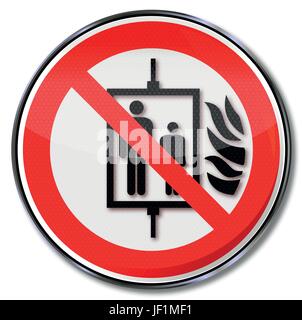 elevator, lift, sign, signal, prohibition sign, use, prohibitory sign, danger, Stock Vector
