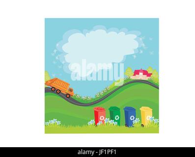 segregation of garbage,abstract card with the ecological landscape Stock Vector