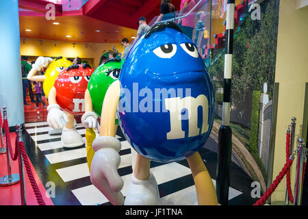 M&M homage to Beatles Abbey Road crossing, M&M's World in Leicester Square, London, UK Stock Photo