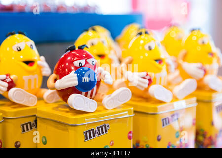 M&M souvenirs at M&M's World in Leicester Square, London, UK Stock Photo