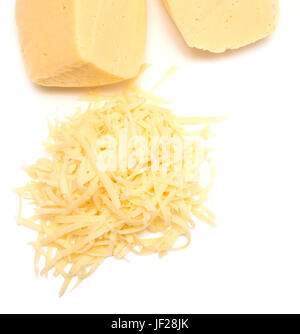 grated cheese on white Stock Photo