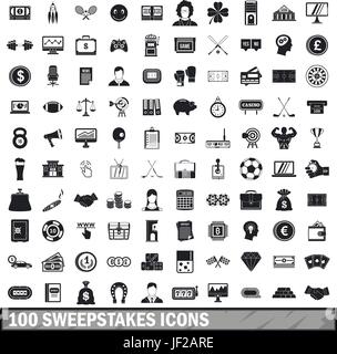 100 sweepstakes icons set, simple style  Stock Vector