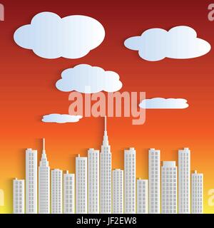 City buildings flat design long shadow color icons set. Multi-storey ...