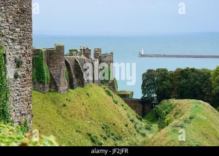 overlooking channel from Dover Castle Stock Photo