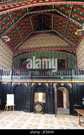 Cambridge Queens' College Old Hall dating from 1448. Tables set up for ...