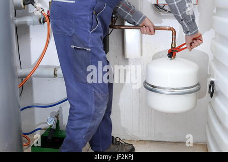 worker with tool Stock Photo