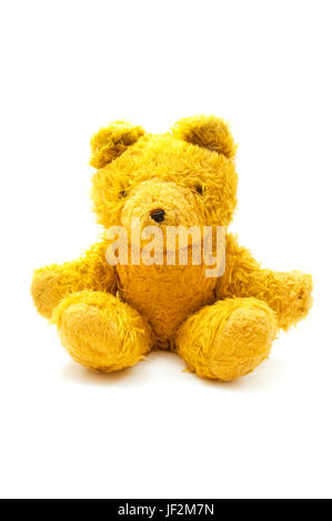 Yellow teddy bear on a white background Stock Photo