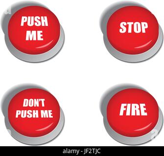 isolated, stop, stops, aborting, icons, buttons, keys, red, fire, delete, Stock Vector