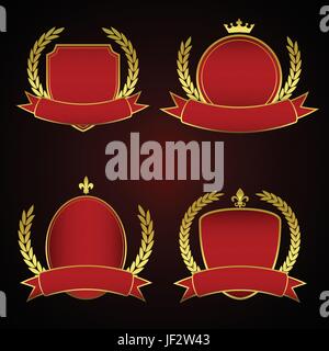 golden, labels, set, marketing, red, royal, art, model, design, project, Stock Vector