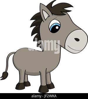 animal, small, tiny, little, short, wildlife, farm, cub, baby, donkey, Stock Vector