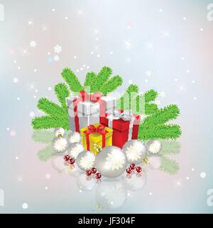 tree, gift, decoration, christmas, snowflake, snowman, xmas, x-mas, present, Stock Vector