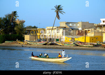Fishermen in the Senegal river. Saint Louis, A UNESCO World Heritage Site. Senegal Stock Photo