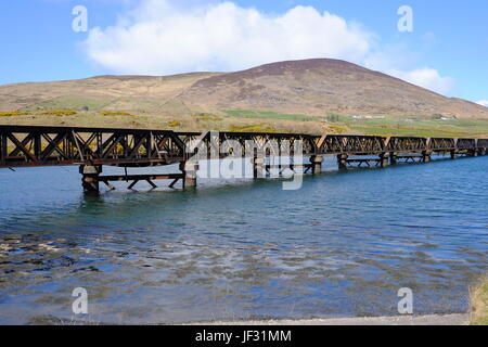 The railway bridge over the River Fertha in Cahirsiveen, County Kerry, Ireland on the Ring of Kerry route and the Wild Atlantic Way Stock Photo